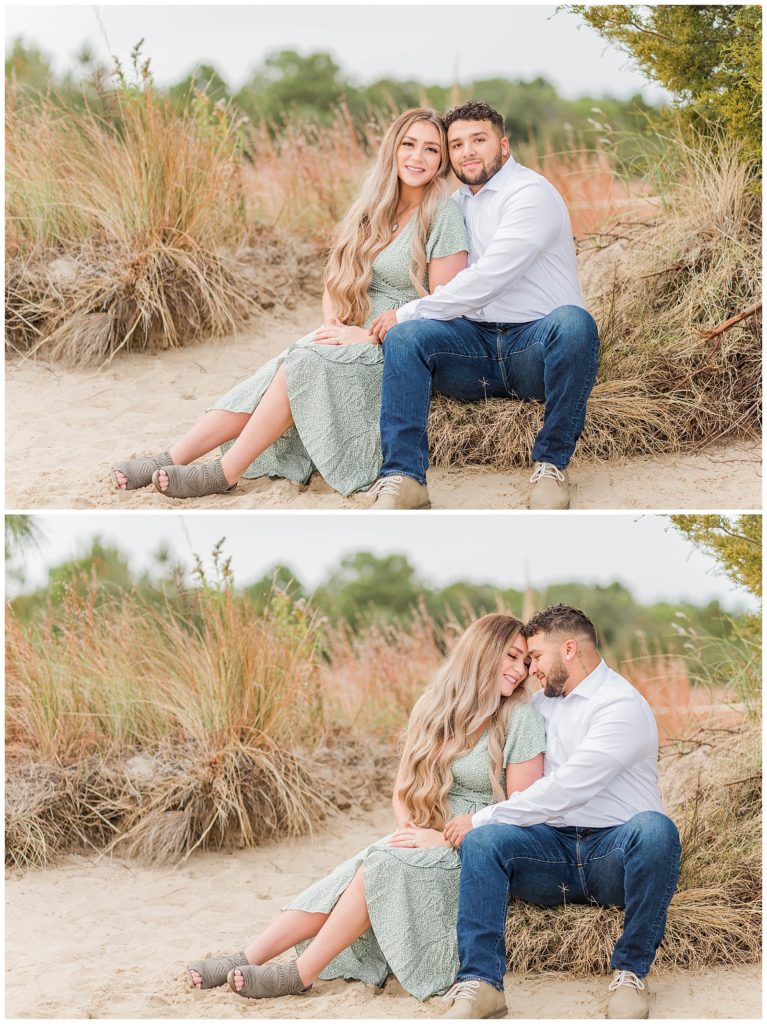 Bright and airy engagement photos at Pleasure House Natural Area in Virginia Beach, Va.