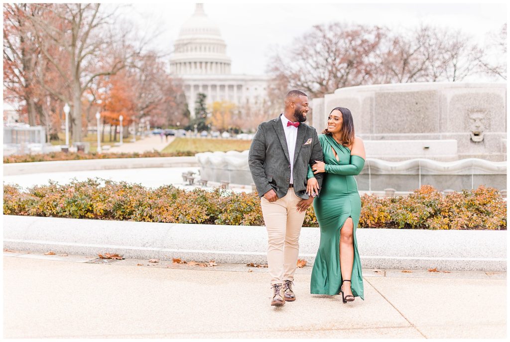 Beautiful black couple engagement photos in Washington DC.
